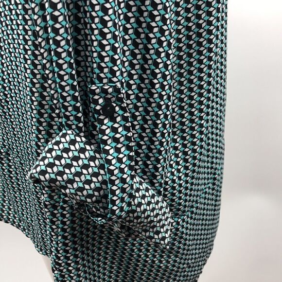 Worthington aqua cube print long sleeve top - Picture 4 of 6